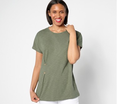 Denim & Co. Regular Linen Blend Dolman Sleeve Tunic
