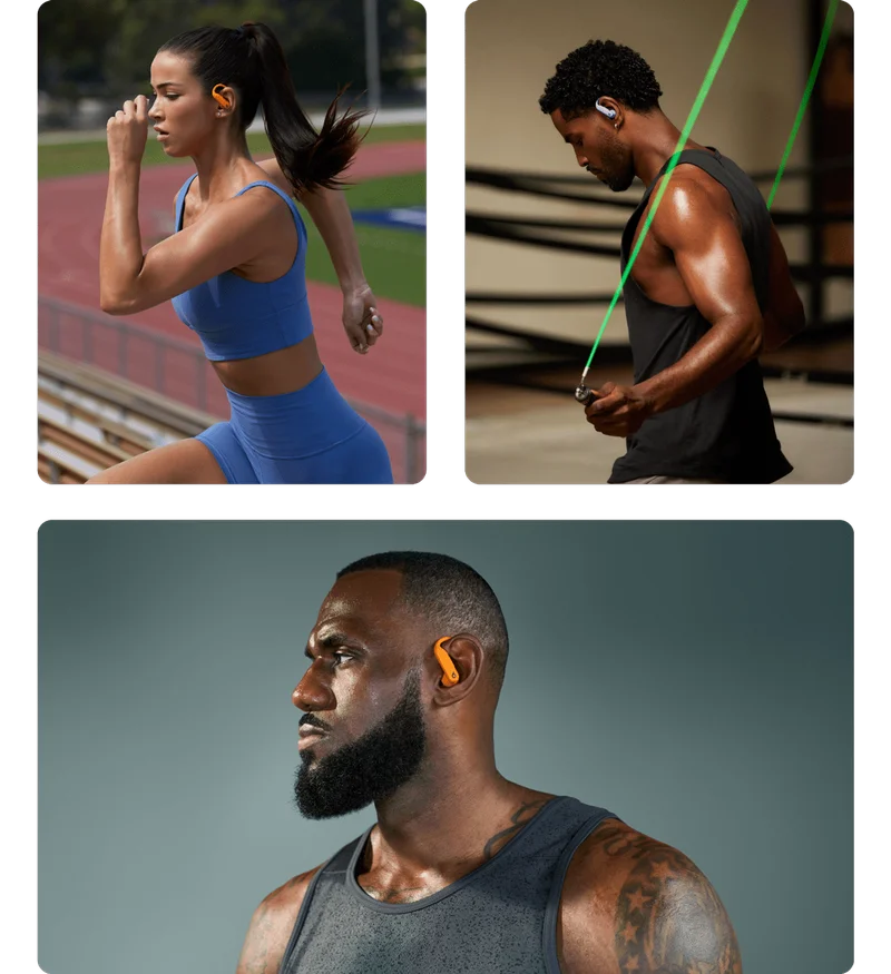 Atheletes wearing Powerbeats Pro 2 in different colors.