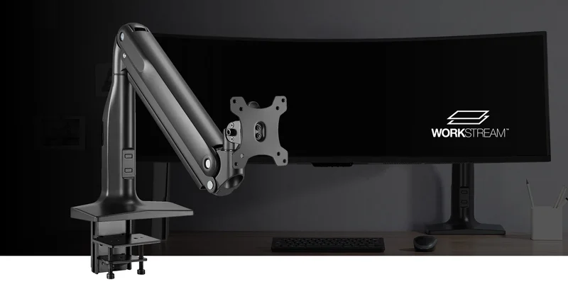 Workstream by Monoprice Heavy-Duty Single-Monitor Full-Motion Adjustable Gas-Spring Desk Mount for 32~49in Monitors