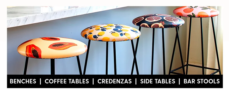 Benches | Coffee Tables | Credenzas | Side Tables | Bar Stools