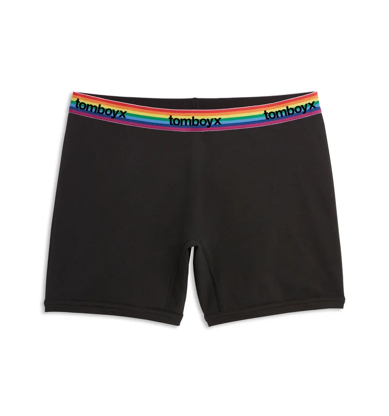 Image of 6" No Fly Boxer Briefs - Black Rainbow Logo
