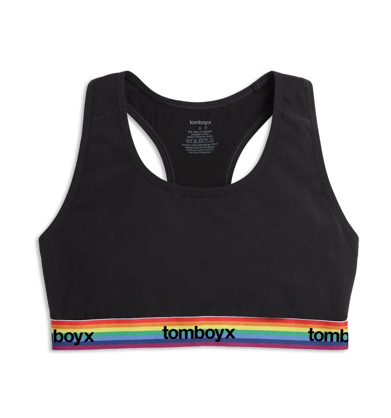Image of Racerback Soft Bra - Black Rainbow Logo