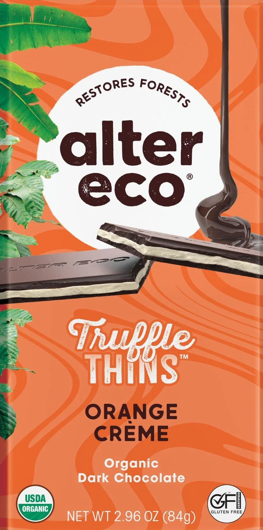 Image of Alter Eco Organic Orange Creme Truffle Thins Chocolate Bar