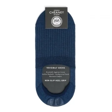 Ribbed Egyptian Cotton Navy Invisible Socks