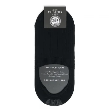 Ribbed Egyptian Cotton Black Invisible Socks