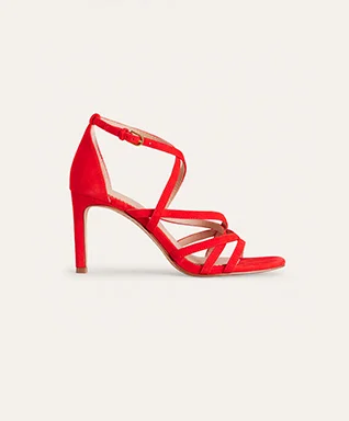 Multi Strap Heel Sandals - Post Box Red