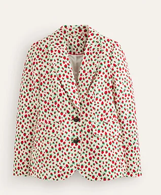 Marylebone Sateen Blazer - Multi, Strawberry Vine