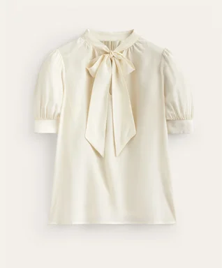Pussy-Bow Silk Blouse - Ivory