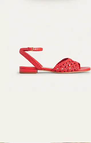 Woven Flat Sandals - Post Box Red