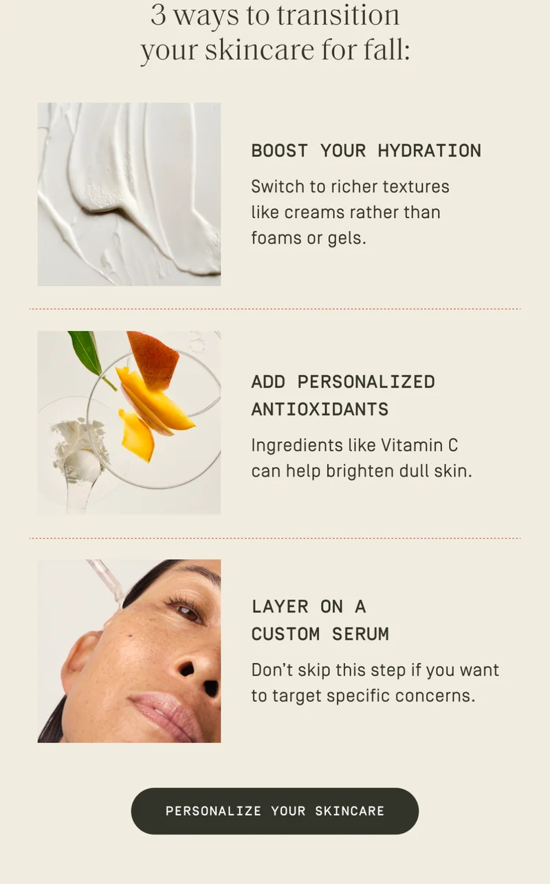 3 ways to transition your skincare for fall | Personalize your skincare