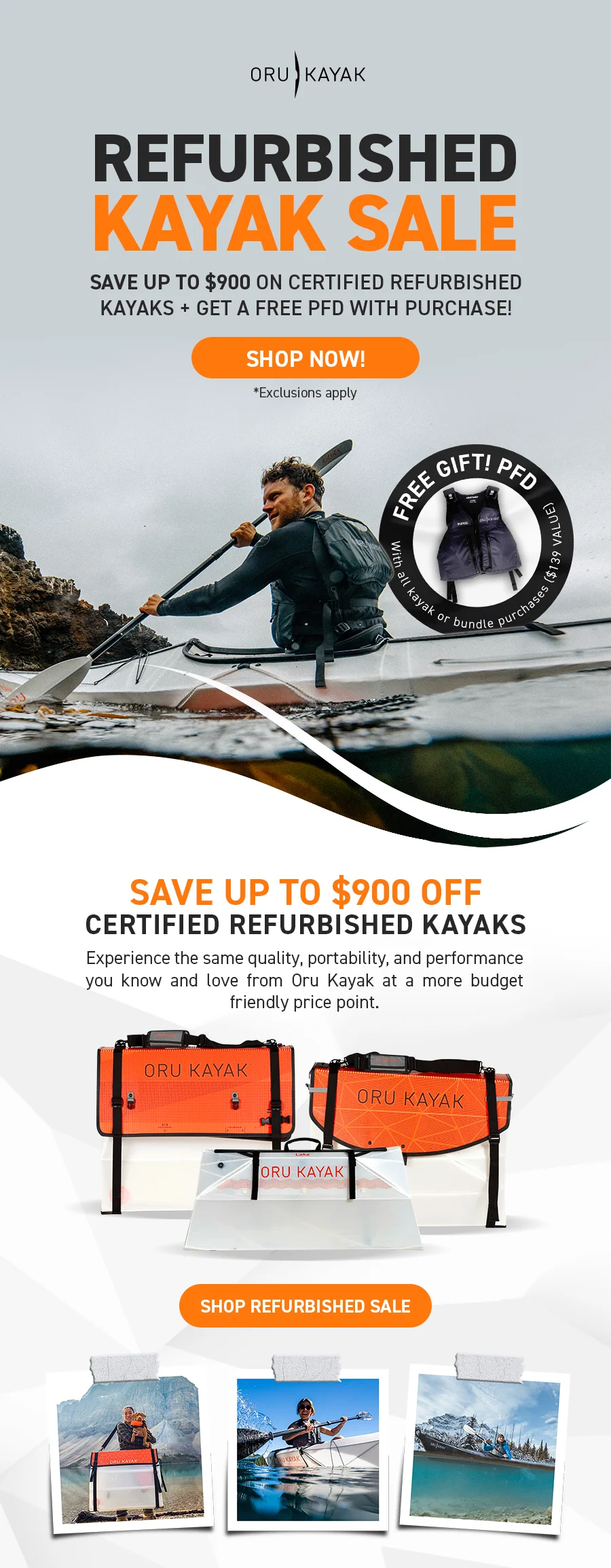 Certified Refurbished Kayak Sale: Save up to 50% off Kayaks!