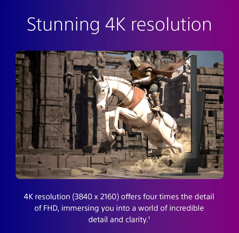 Stunning 4k resolution | 4K resolution (3840 x 2160) offers four times the detail of FHD, immersing you into a world of incredible detail and clarity.¹