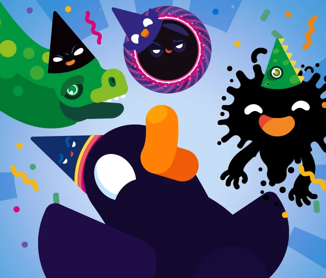 Duck is celebrating his birthday with his friends