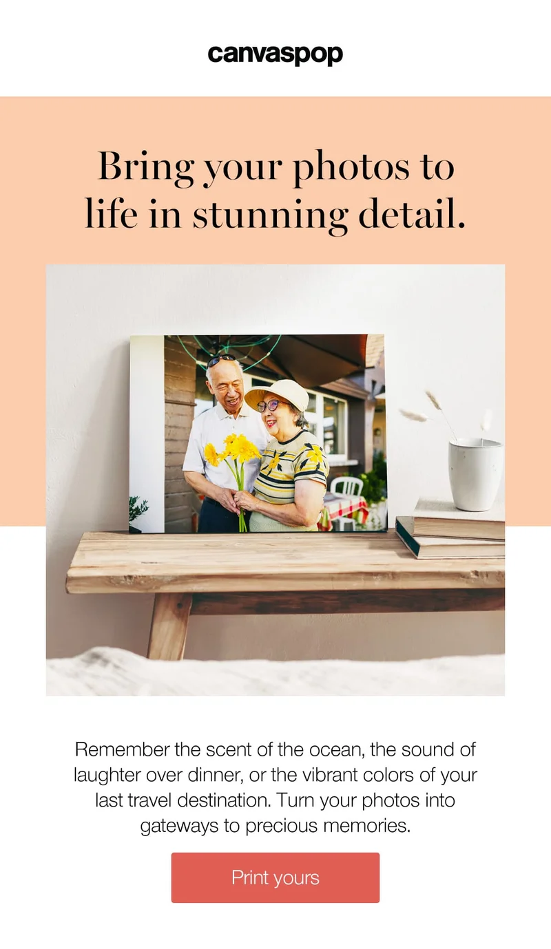 Bring your photos to life in stunning detail. Remember the scent of the ocean, the sound of laughter over dinner, or the vibrant colors of your last travel destination. Turn your photos into gateways to precious memories.