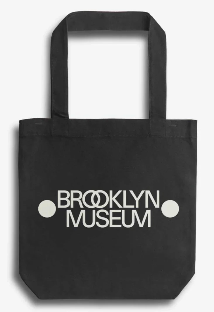 Black tote bag with Brooklyn Museum logo in white