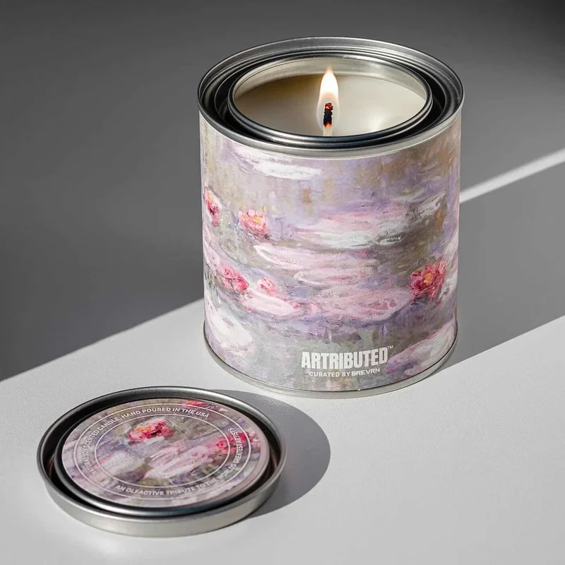Candle decorated with Monet painting