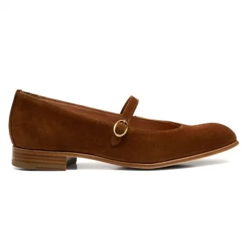Phoebe Single Strap Mary Jane Shoe in Sorrel Suede
