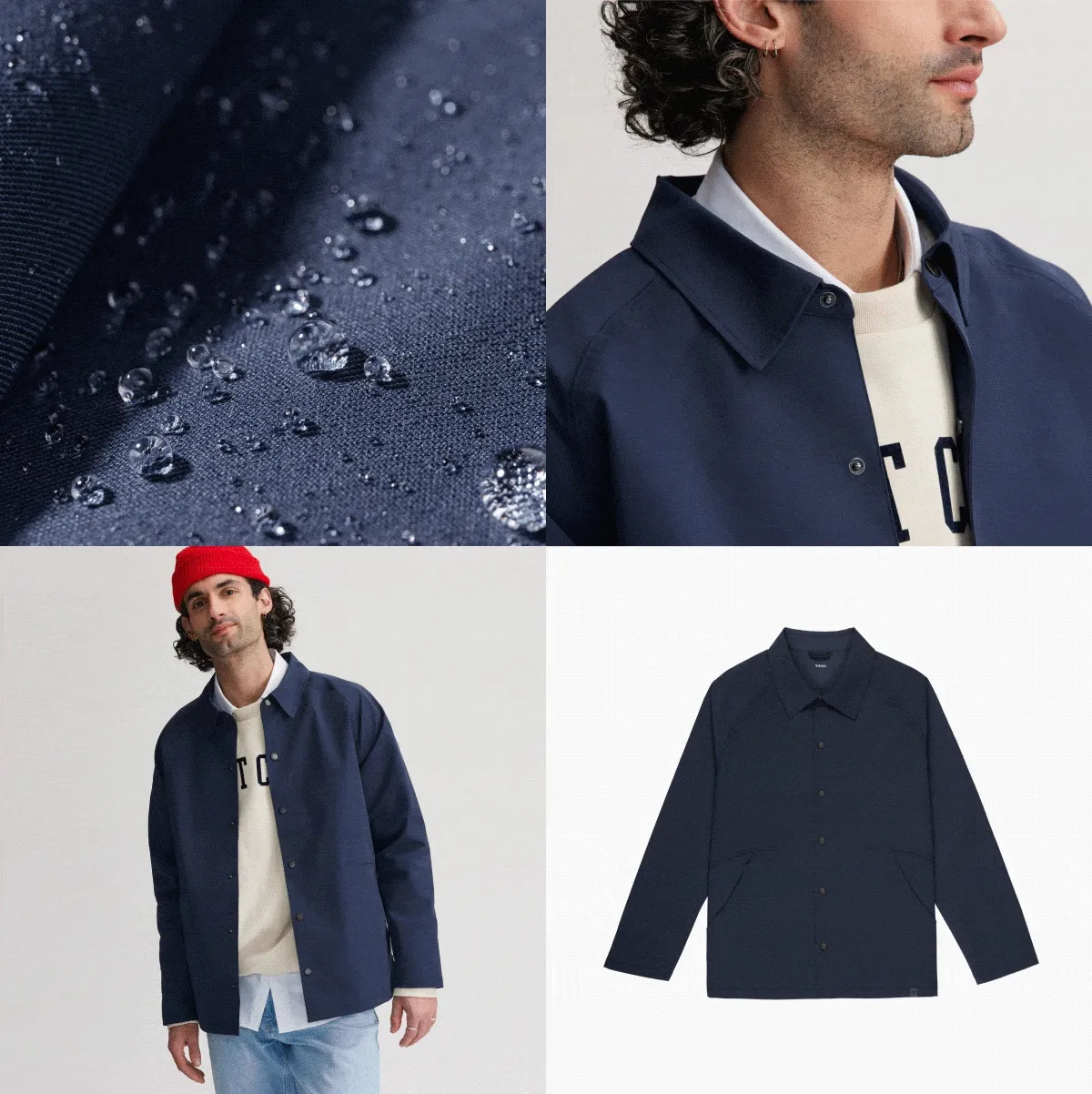 Quadrant GIF of multiple shots of the Westerly Coach Jacket in different colours.