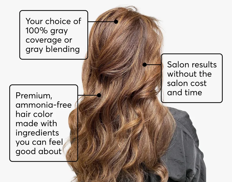 Your choice of 100% gray coverage or gray blending | Salon results without the salon cost and time | Premium, ammonia-free hair color made with ingredients you can feel good about