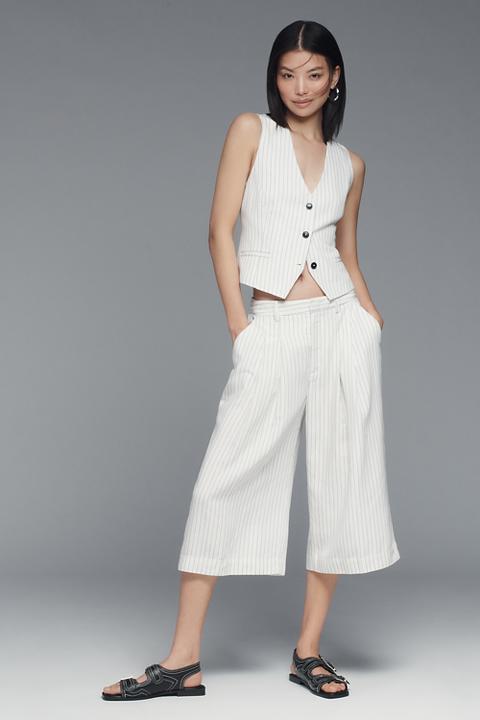 The Avery Pleated Wide-Leg Trousers by Maeve: Linen Culotte Edition