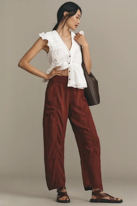 By Anthropologie Washed Slouchy Barrel Pants