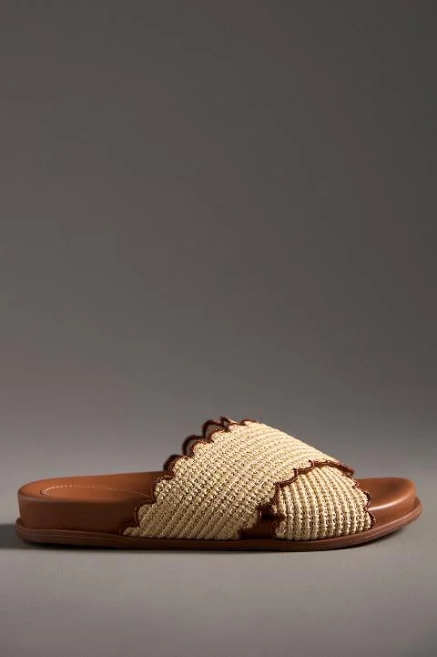 Maeve Scallop Banded Slide Sandals