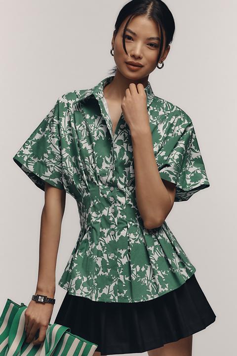 The Tobie Pleated Blouse by Exquise: Short-Sleeve Edition