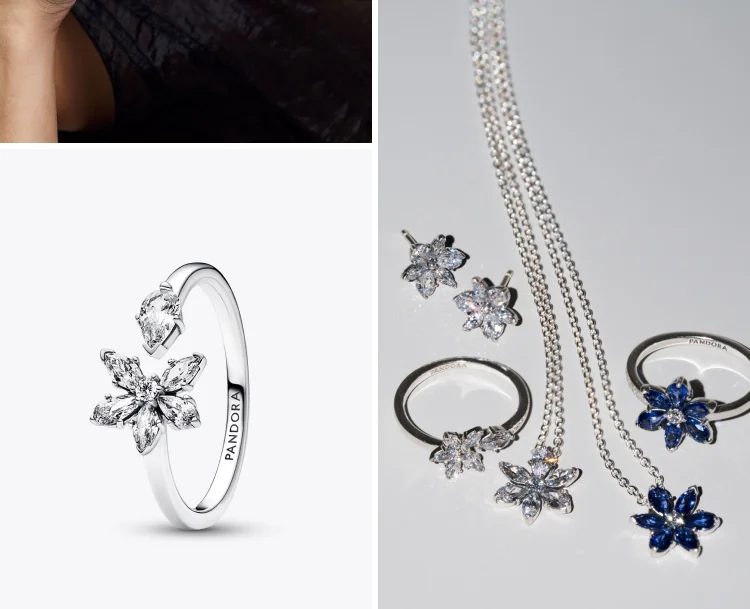 Sparkling Herbarium Cluster Open Ring