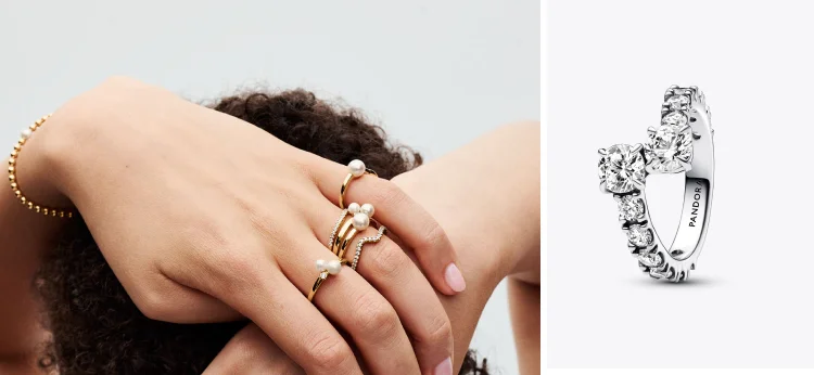 Sparkling Overlapping Band Ring
