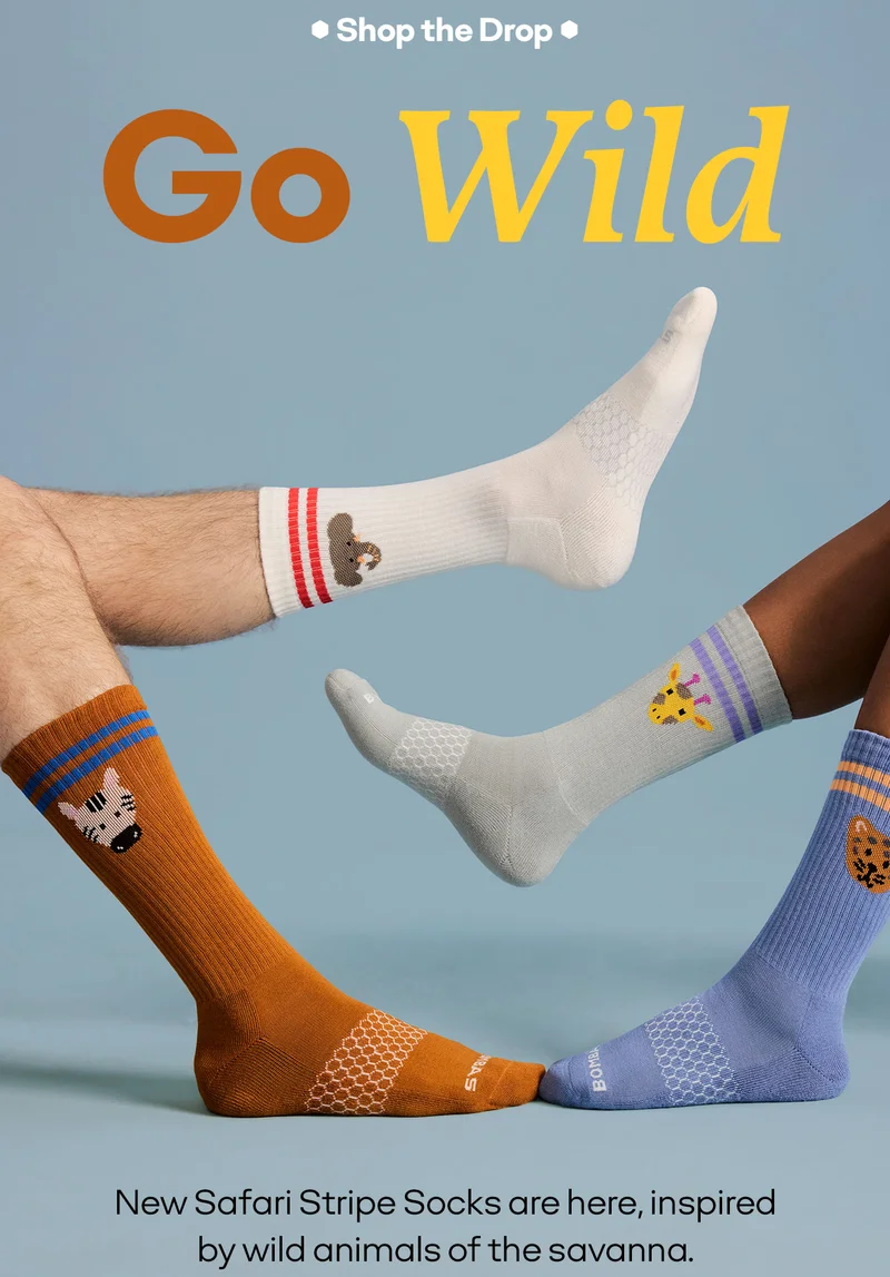 Shop the Drop | Go Wild | New Safari Stripe Socks are here, inspired by wild animals of the savanna.