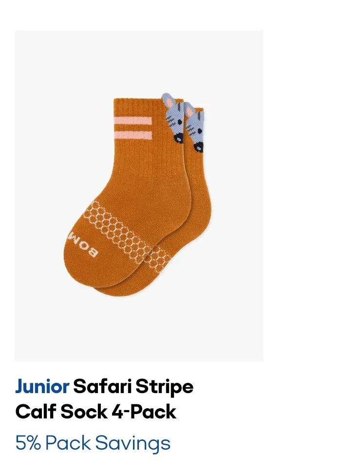 Junior Safari Stripe Calf Sock 4-Pack 5% Pack Savings