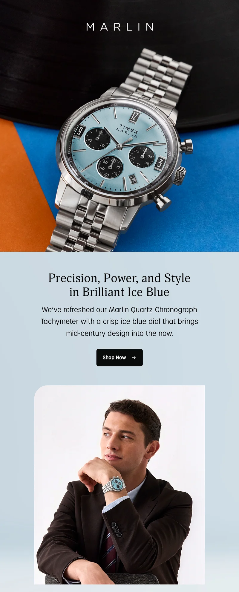 Shop Now (Marlin Quartz Chronograph - Ice Blue) - Timex