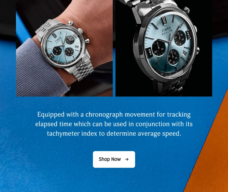 Shop Now (Marlin Quartz Chronograph - Ice Blue) - Timex