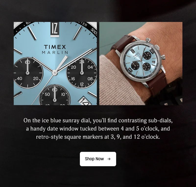 Shop Now (Marlin Quartz Chronograph - Ice Blue) - Timex