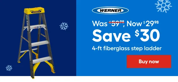 Werner, Was $59.98. Now $29.98 Save $30 4-ft fiberglass step ladder