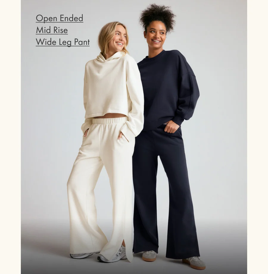 Open Ended Mid Rise Wide Leg Pant