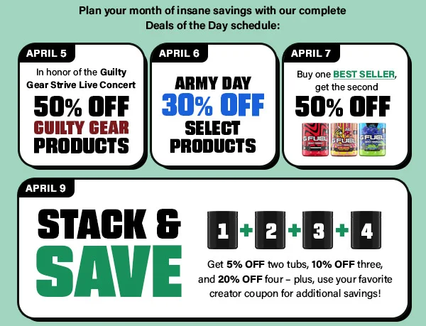 Plan your month of insane savings with our complete Deals of the Day schedule!