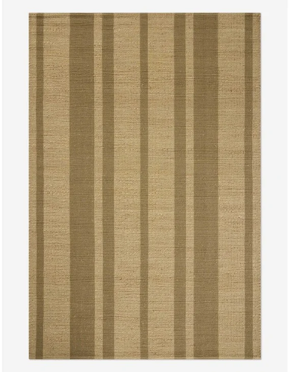 Weatherstaff III Handwoven Jute Rug by Leanne Ford x Loloi-Natural and Olive / 2'3" x 3'9"