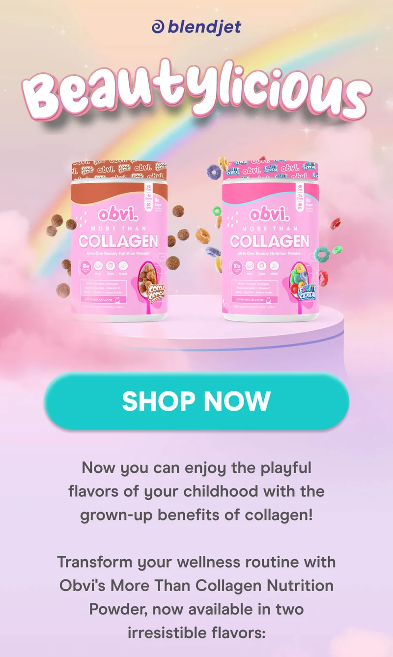 BEAUTYLICIOUS  Now you can enjoy the playful flavors of your childhood with the grown-up benefits of collagen!  Transform your wellness routine with Obvi's More Than Collagen Nutrition Powder, now available in two irresistible flavors: