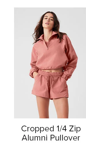Cropped 1/4 Zip Alumni Pullover - Soft Terracotta