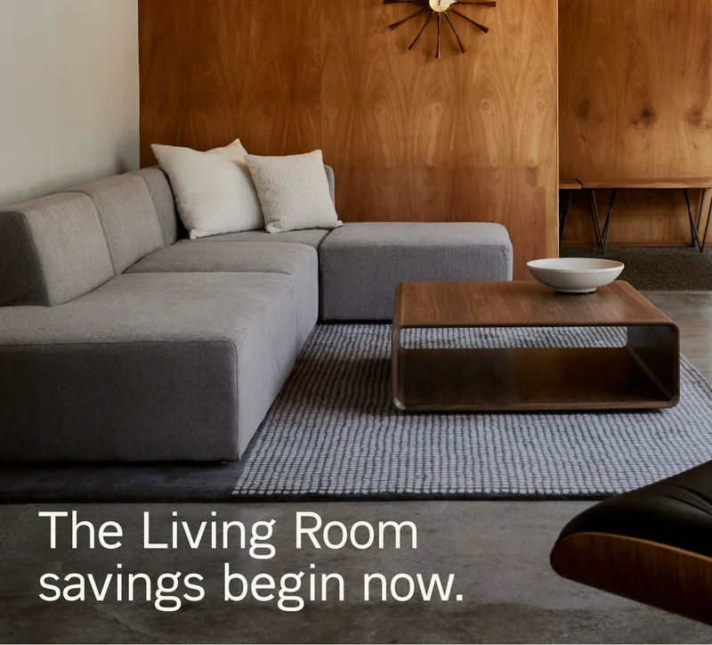 The Living Room savings begin now. Pictured: The Form Sectional & Mod Table