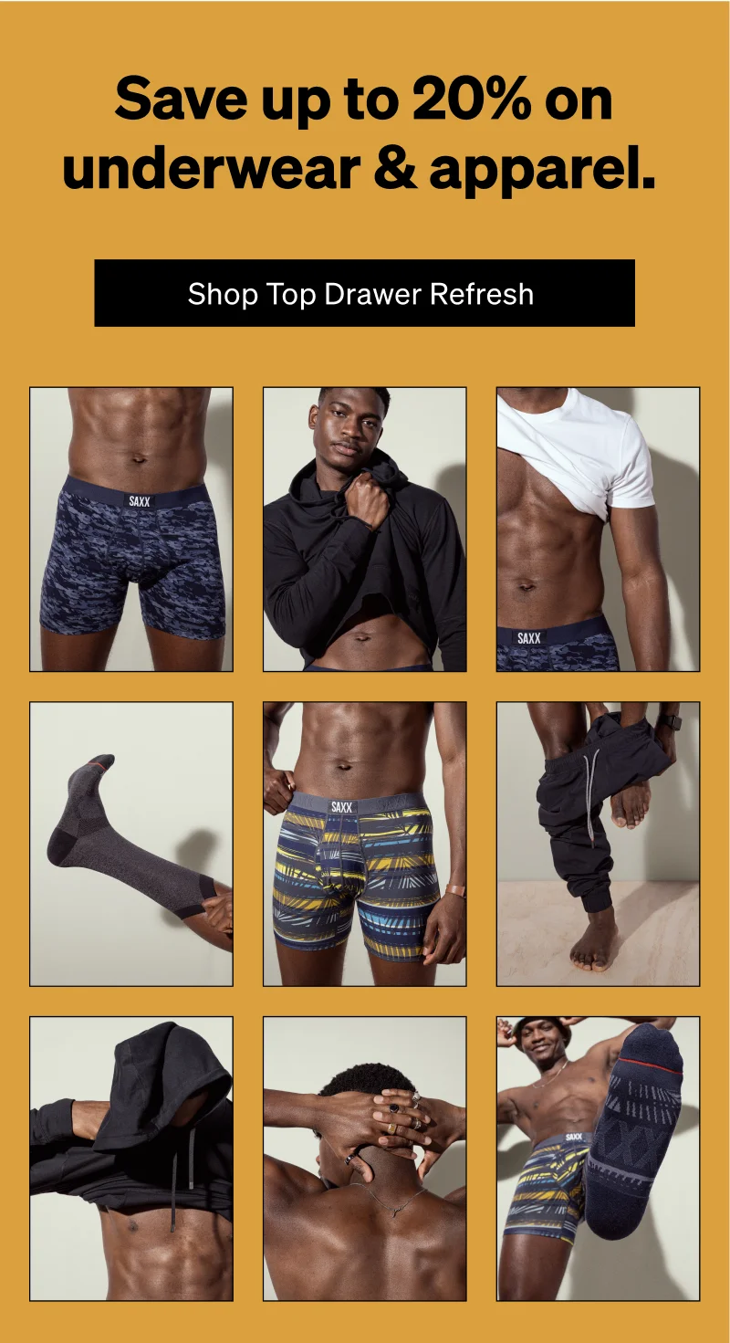 Save up to 20% on underwear & apparel.