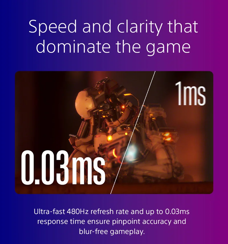 Speed and clarity that dominate the game | Ultra-fast 480Hz refresh rate and up to 0.03ms response time ensure pinpoint accuracy and blur-free gameplay.