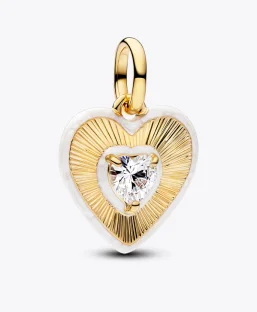 Radiating White Heart Medallion Charm