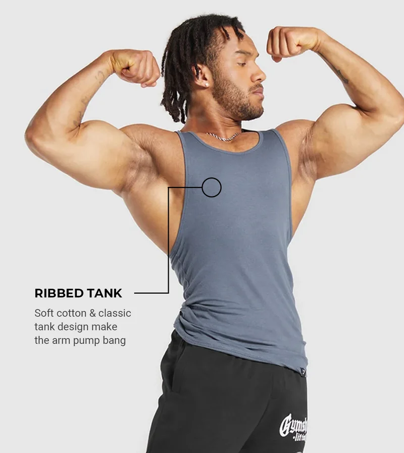 RIBBED TANK 1PK - IRON BLUE.