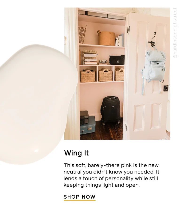 Wing It. This soft, barely there pink is the new neutral you didn't know you needed. It lends a touch of personality while still keeping things light and open. SHOP NOW