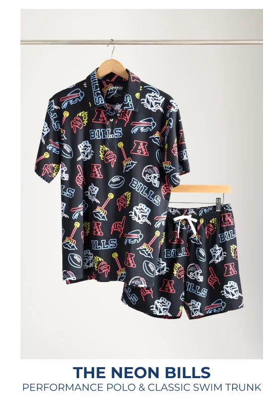 Performance Polo & Classic Swim Trunk: The Neon Bills