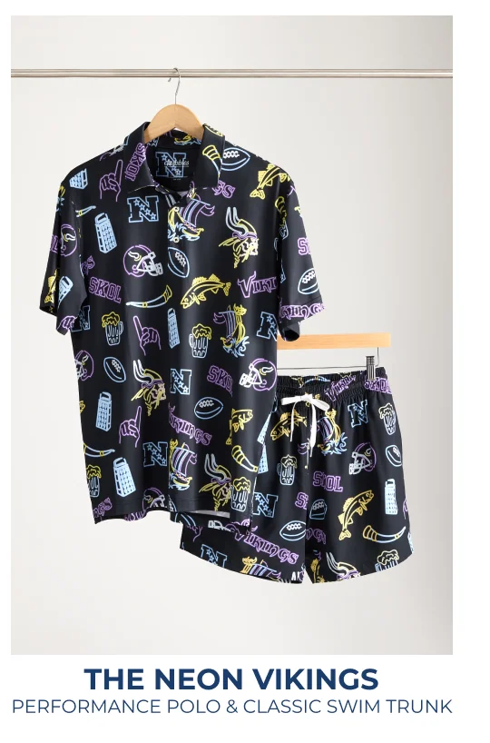 Performance Polo & Classic Swim Trunk: The Neon Vikings