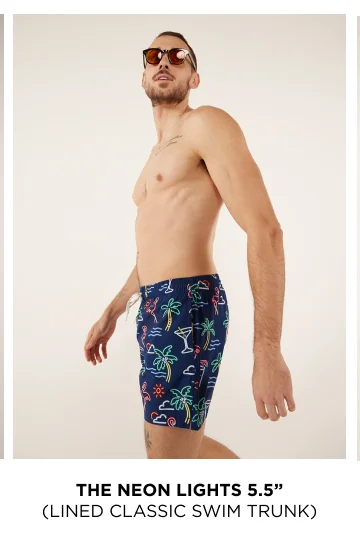 Lined Classic Swim Trunk: The Neon Lights 5.5"