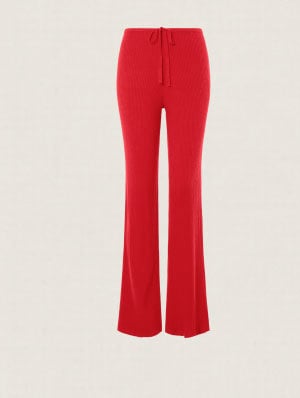 sweater knit mid rise unwind wide leg pant bright red